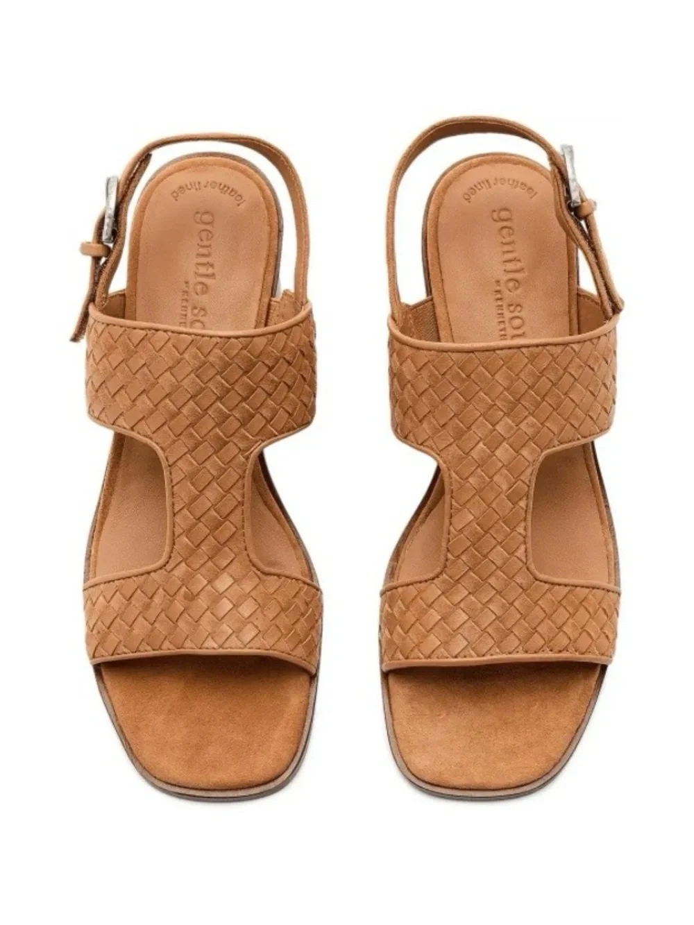 $189 Gentle Souls Manda Brown Woven Leather Square Toe Block Heels Sandals Sz 9